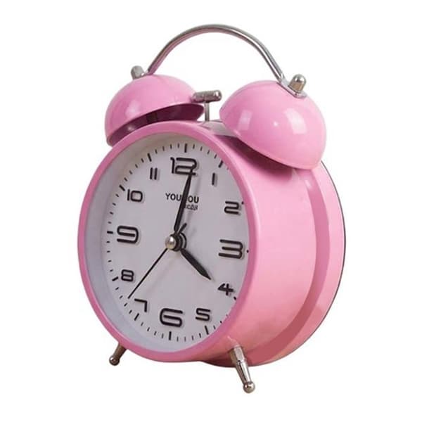 Bordsklocka 12cm för Sovrum Rund Format Dubbel Klocka Elegant Rosa