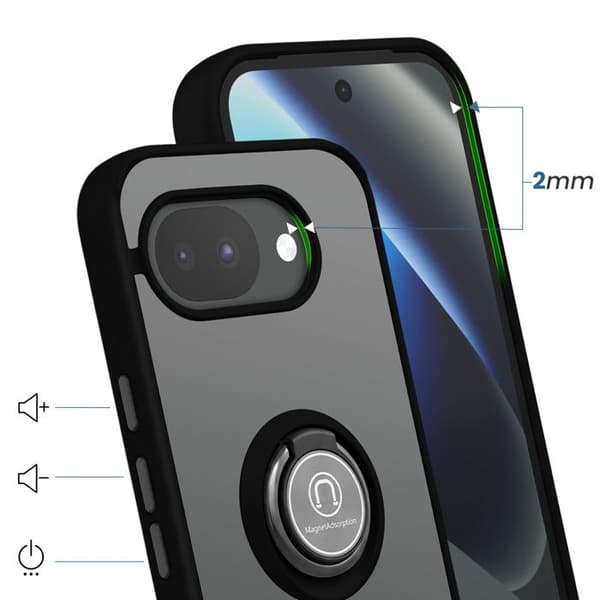 Coque Ring för Google Pixel 10a Förstärkt Skydd med Magnetring Svart