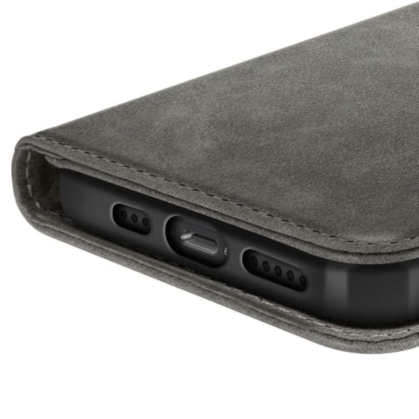 Plånboksfodral för iPhone 17:e serien Chesterfield Grainé Ställfunktion Grå