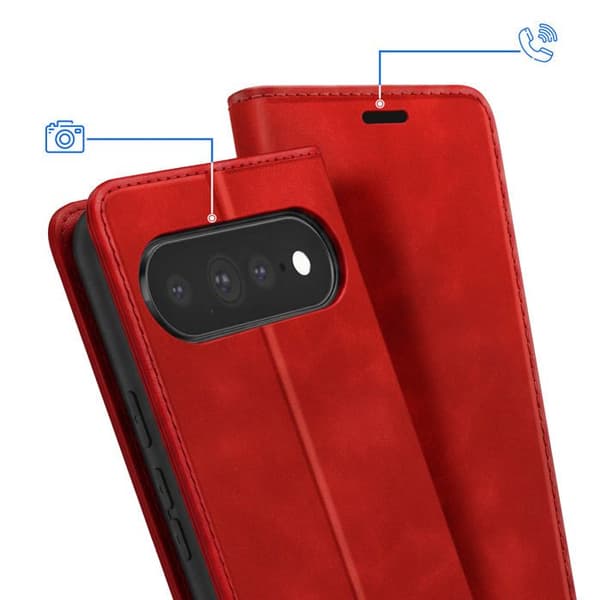 Plånboksfodral för Google Pixel 11 / 11 Pro Mocka Effekt med Stöd Röd