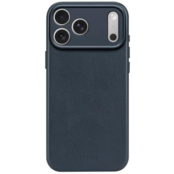 Fodral för iPhone 17 Pro - DECODED - Stötsäker läder - MagSafe - Mörkblå - Flexibel