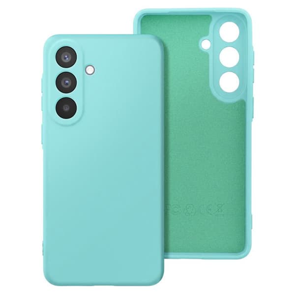 Silicone Soft-Touch-fodral för Galaxy A57 med turkos mikrofiberfoder