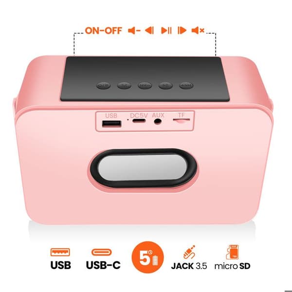 Karaokehögtalare - AVIZAR - Bluetooth - 2 Mikrofoner - LED RGB-lampor - Rosa
