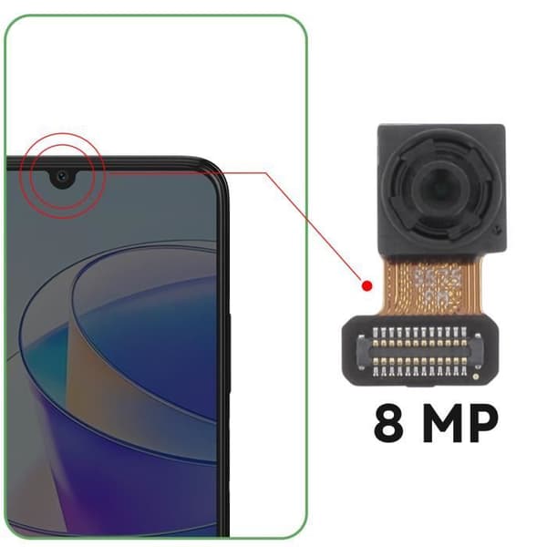 Frontkamera för Honor X7a 8MP Selfie Sensor Svart