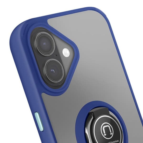Coque för iPhone 17 med ringstöd och magnetisk fäste blå