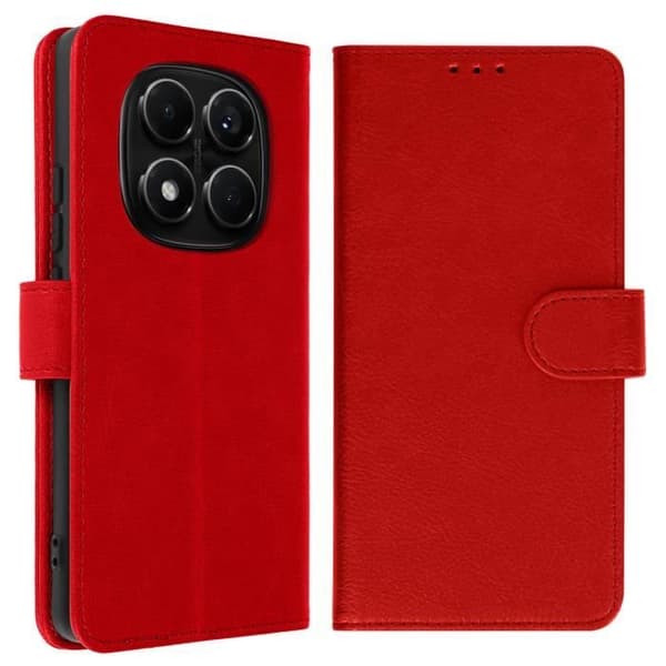 Plånboksfodral - Xiaomi - Redmi Note 14 Pro/Pro Plus - Röd - Stöd - Magnetisk Flik