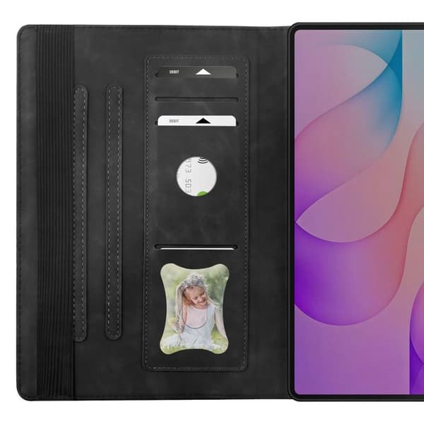Plånboksfodral för Galaxy Tab S12 Plus med justerbart videostöd svart
