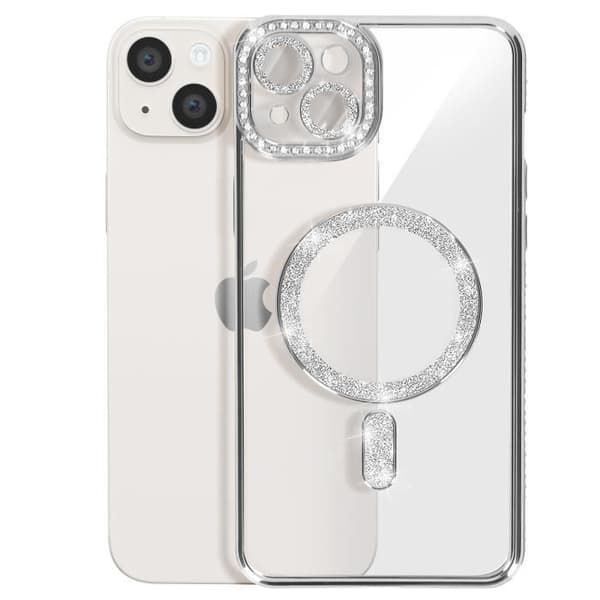 Coque Diamant för iPhone 14 Plus MagSafe Kontur Strass Silver