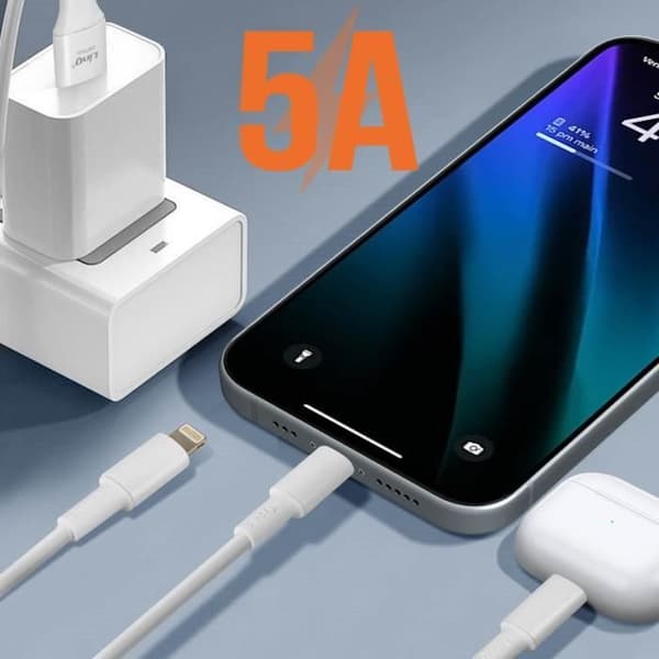 USB-A / USB-C-kabel - LINQ - 1,2 m - USB-C, Lightning, Micro-USB-kompatibel - Vit - 5A