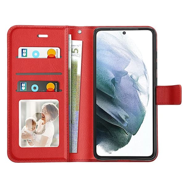 Plånboksfodral för Samsung Galaxy S21 med handledsrem Mayaxess Röd