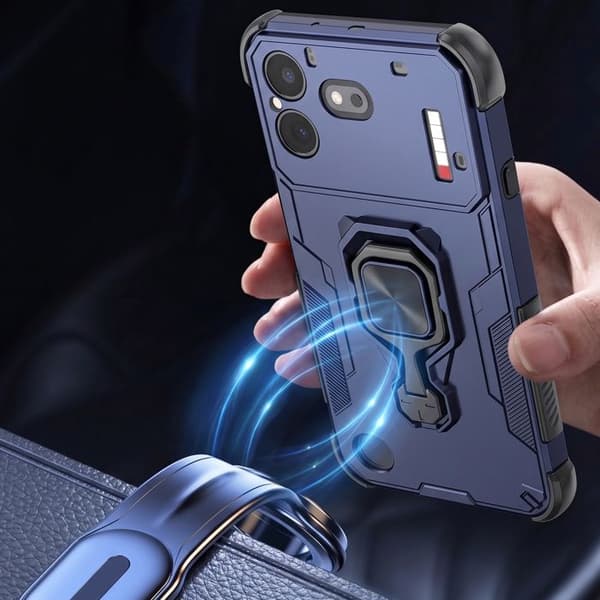 Skydd för Nothing Phone 4b med roterande ring och ställfunktion, mörkblå