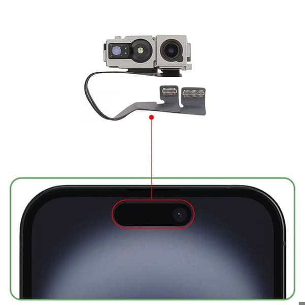 Framkamera för iPhone 16 Selfie-sensor 12MP Svart