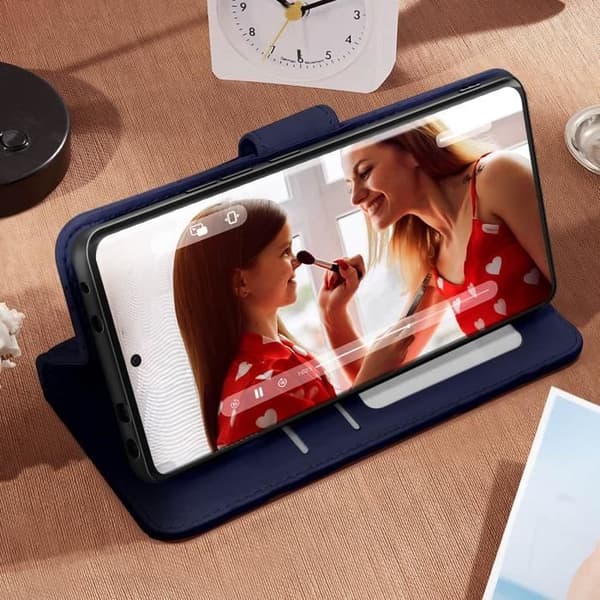 Plånboksfodral - Xiaomi - Redmi Note 14 Pro/Pro Plus - Mörkblå - Semi-stel - Videostöd