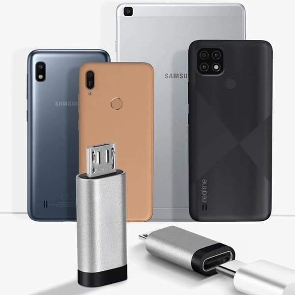 USB-C till micro-USB-adapter Laddning och Synkronisering 2.4A Grå