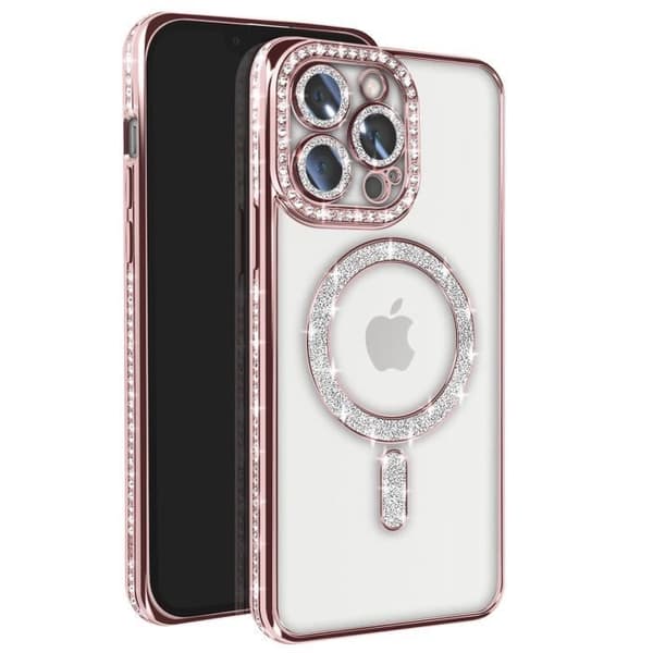 Coque Diamant för iPhone 13 Pro MagSafe Contour Strass Rosa