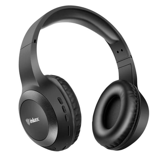 Fällbart Bluetooth-headset med inbyggd mikrofon och kontrollknappar Inkax svart
