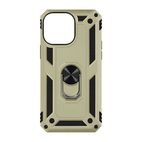 Mobilskal - ArmoRing - iPhone 15 Pro Max - Stötsäker - Magnetring - Gul