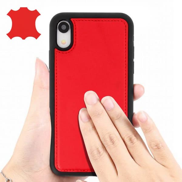 Coque - AKASHI - iPhone XR - Äkta Läder - Hård Skydd - Röd