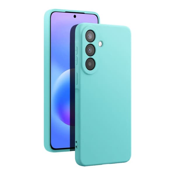 Silicone Soft-Touch-fodral för Galaxy A57 med turkos mikrofiberfoder