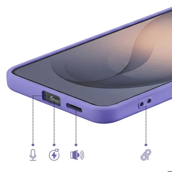 Silicone Soft-Touch-fodral för Galaxy S26 med mikrofiberfoder i lila