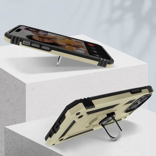 Mobilskal - ArmoRing - iPhone 15 Pro Max - Stötsäker - Magnetring - Gul