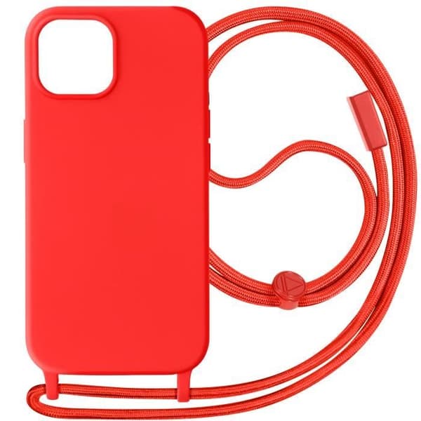 Plånbok - Snodd - iPhone 15 Plus - Nylon snodd 80cm - Semi-styv - Röd
