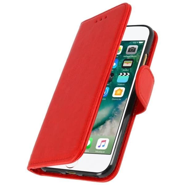Plånboksfodral - AVIZAR - iPhone 7 / iPhone 8 - Röd - Magnetisk - Stödfunktion