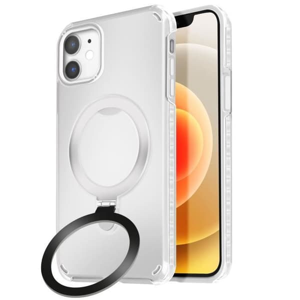 Coque MagSafe för iPhone 12 Pro och 12 Stötsäker med Fällbart Stöd Vit