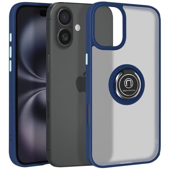 Mobilskal - AVIZAR - iPhone 16 Plus - Hård - Hållring - Mörkblå