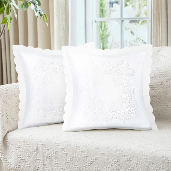 Kuddfodral - AVIZAR - 2-pack - 40x40 cm - Broderi - Vit - Elegans