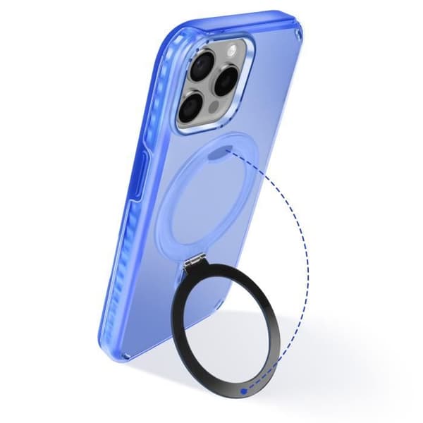 Coque MagSafe för iPhone 13 Pro Stötabsorberande med Fällbart Stöd Blå