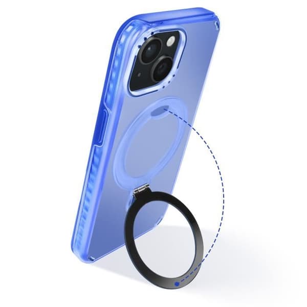 Coque MagSafe för iPhone 15 Plus och 14 Plus Stötbeständig Fällbart Stöd Blå