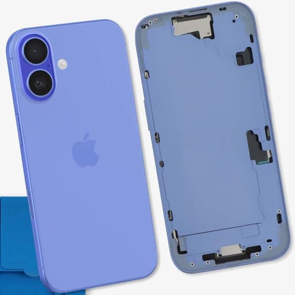 Centralt chassi för iPhone 16, exakt och säker passform, blå