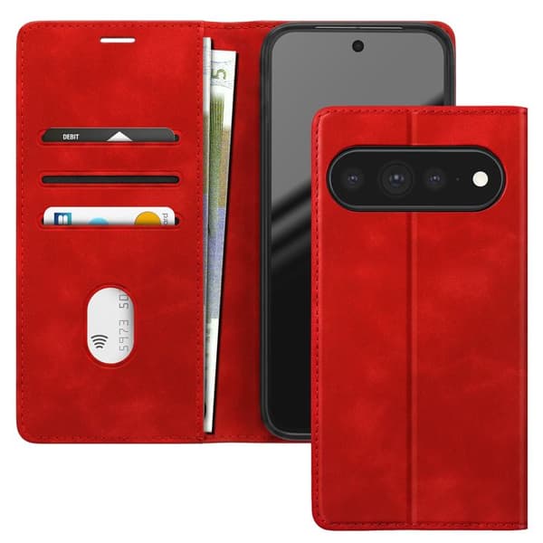 Plånboksfodral för Google Pixel 11 Pro XL Mocka Effekt med Stöd Röd