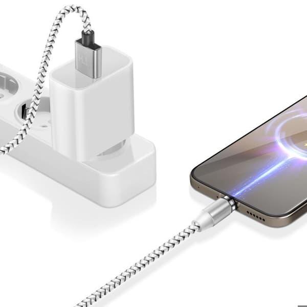 Magnetkabel 3-i-1 USB-C / Lightning / Micro-USB till USB-A 1m Silver