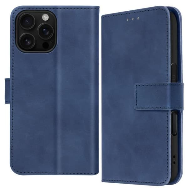 Fodral för iPhone 16 Pro Max Flip Wallet Video Support Midnight Blue