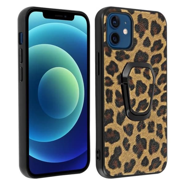 Coque - AVIZAR - iPhone 12 Mini - Leopardtryck - Mjuk - Brun