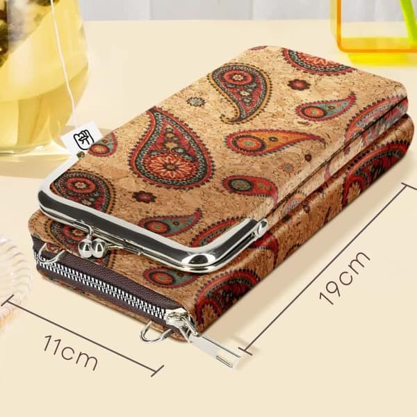 Sock Case - AVIZAR - Double Pocket - Cork - Paisley Pattern - Eco-friendly