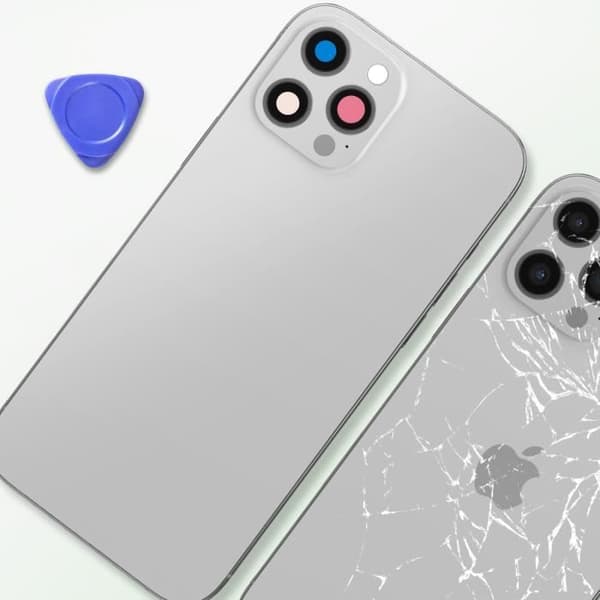 Chassi iPhone 12 Pro Max - AVIZAR - Silver - Bakre glasbyte - Hållbar - Pålitlig