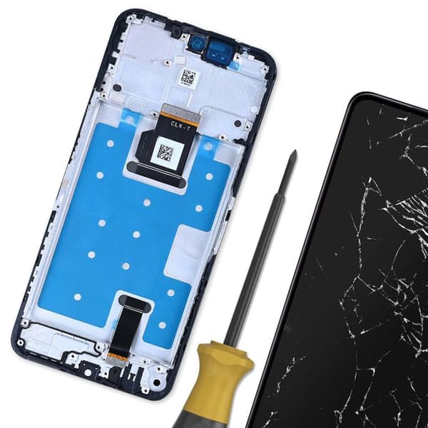 Full LCD Touchscreen for Honor 200 Smart with Integrated Black Chassis