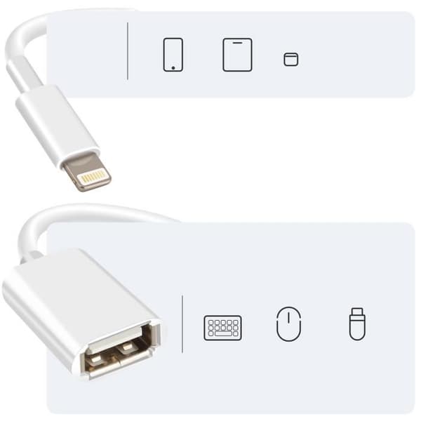 OTG USB-adapter - Apple - Lightning - 10cm - Vit - Effektiv dataöverföring