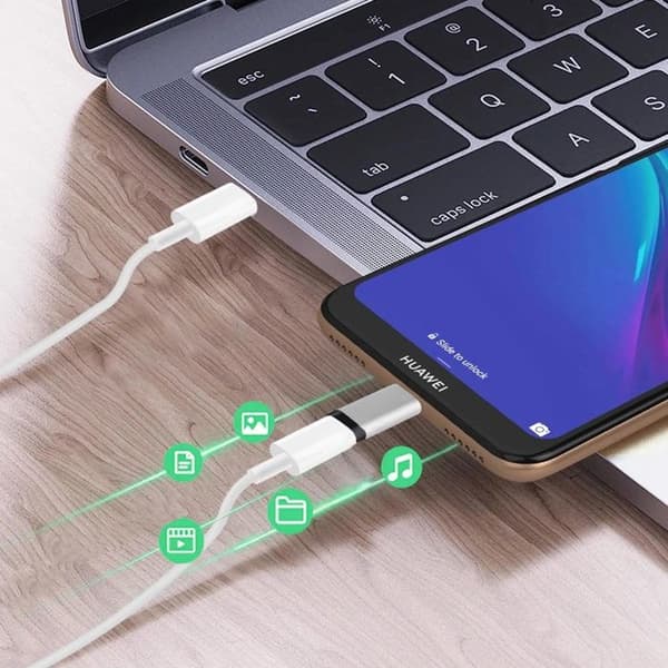 USB-C till micro-USB-adapter Laddning och Synkronisering 2.4A Grå
