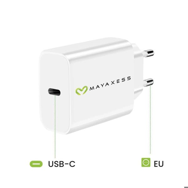 Laddare för Galaxy S24 Plus 20W + USB-C-kabel 1m Mayaxess Vit