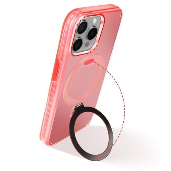 Coque MagSafe för iPhone 14 Pro Max Stöttålig med Fällbart Stöd Röd