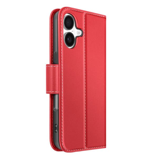 Premium Läder Plånboksfodral för iPhone 17 med Ställfunktion Röd