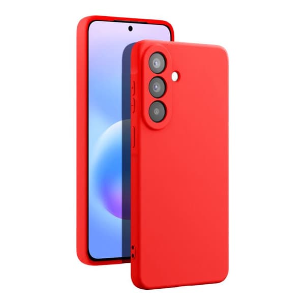 Silicone Soft-Touch-fodral för Galaxy A57 med röd mikrofiberfoder