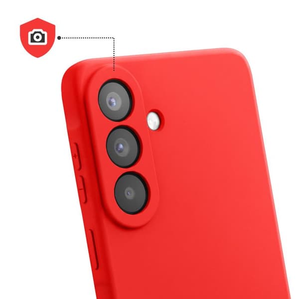 Silicone Soft-Touch-fodral för Galaxy A57 med röd mikrofiberfoder