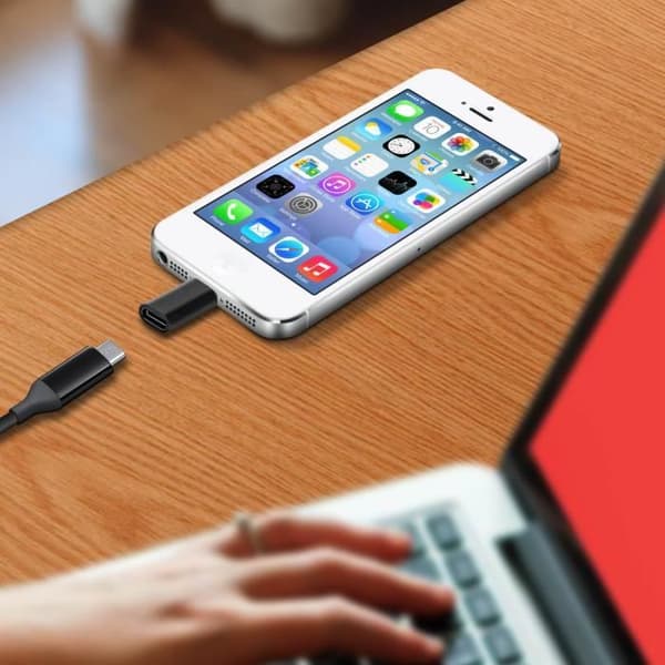Lightning Hon USB C Adapter Laddning och synkronisering - Silvergrå