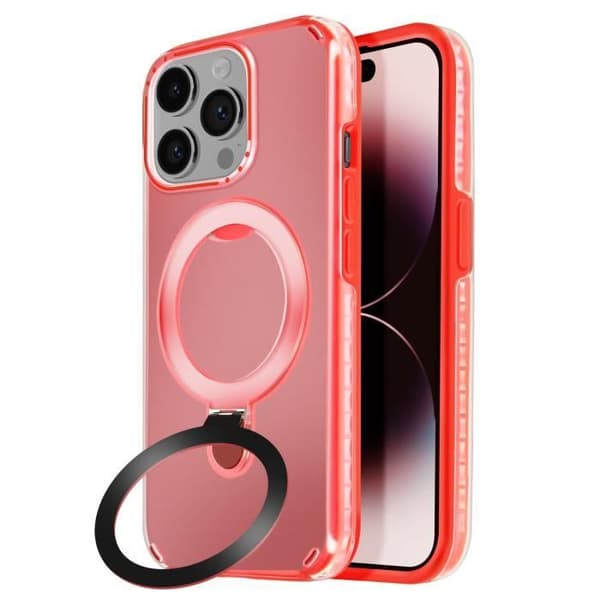 Coque MagSafe för iPhone 14 Pro Max Stöttålig med Fällbart Stöd Röd