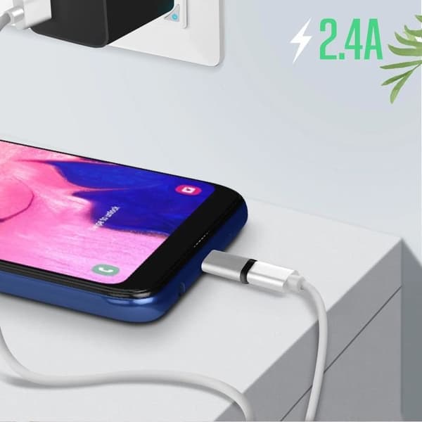 USB-C till micro-USB-adapter Laddning och Synkronisering 2.4A Grå